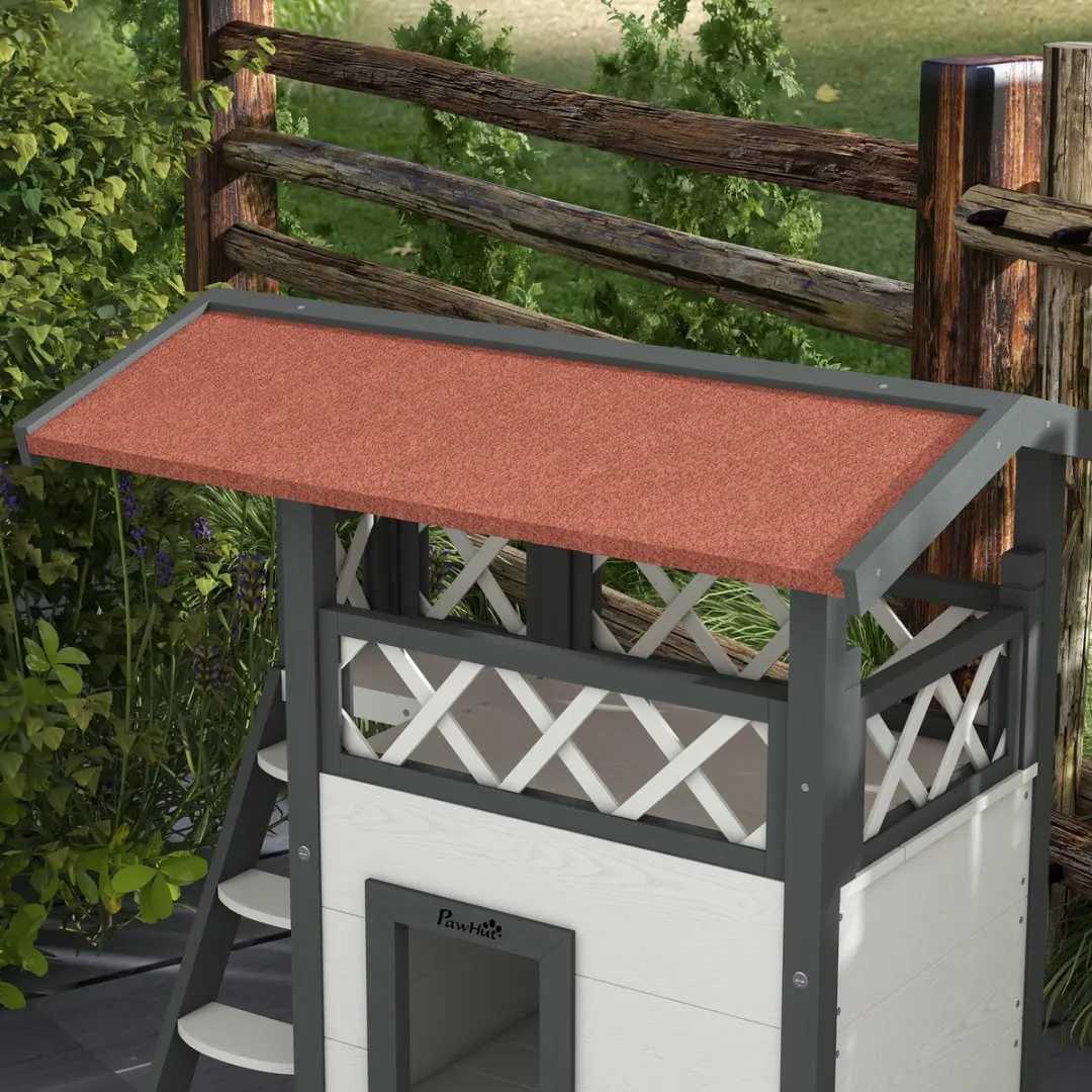 Pawhut Kattenhuis D30-076V02 met Trap - Buiten