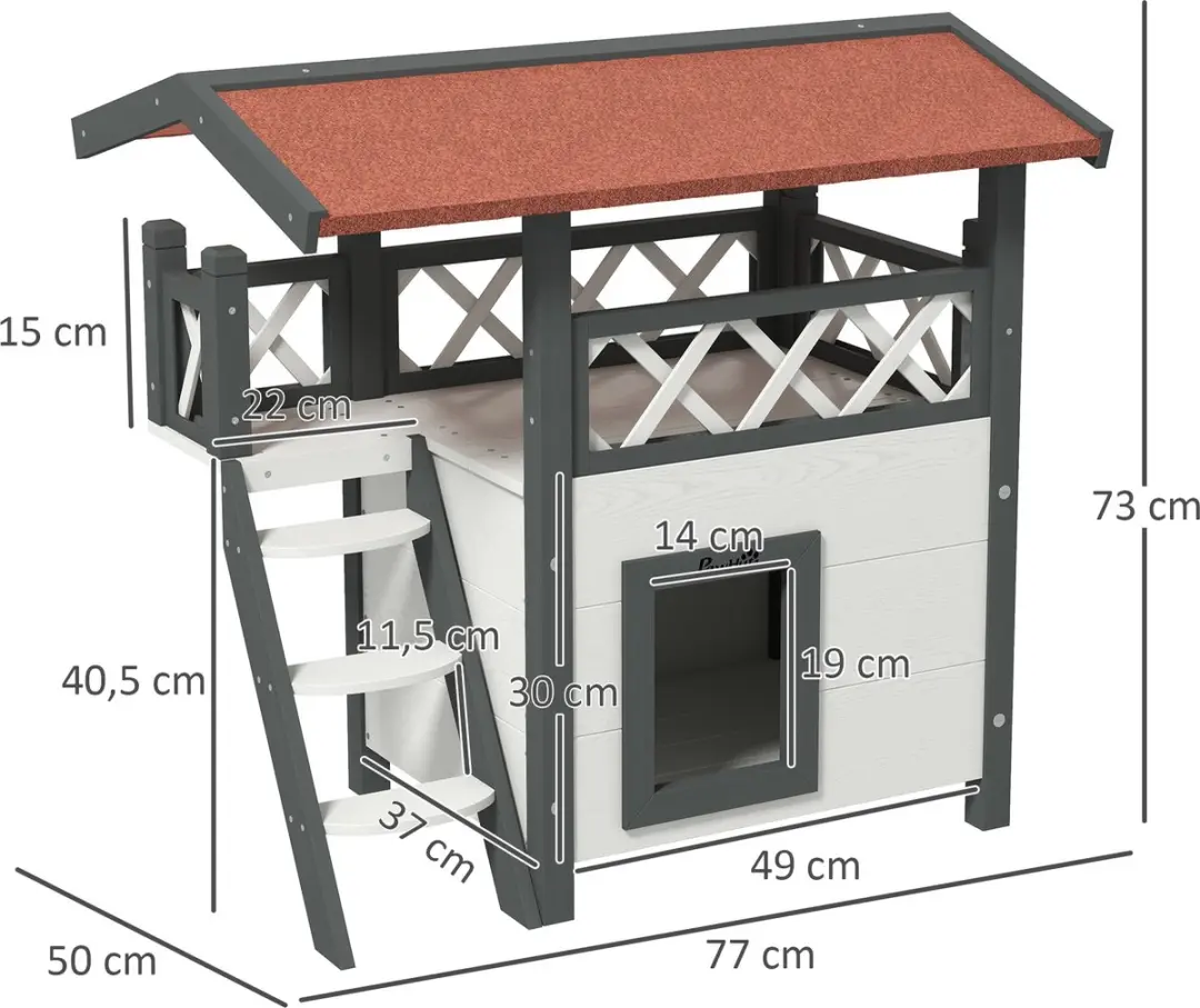 Pawhut Kattenhuis D30-076V02 met Trap - Buiten