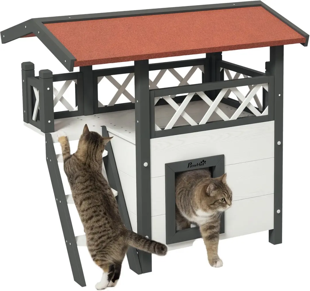 Pawhut Kattenhuis D30-076V02 met Trap