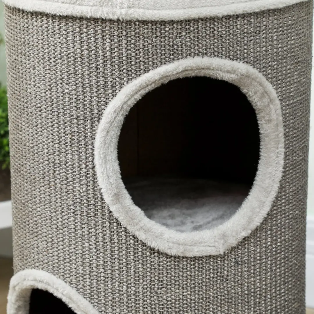 Pawhut Kattentoren Lichtgrijs - Ø35 x 60cm - 2 Ligplekken
