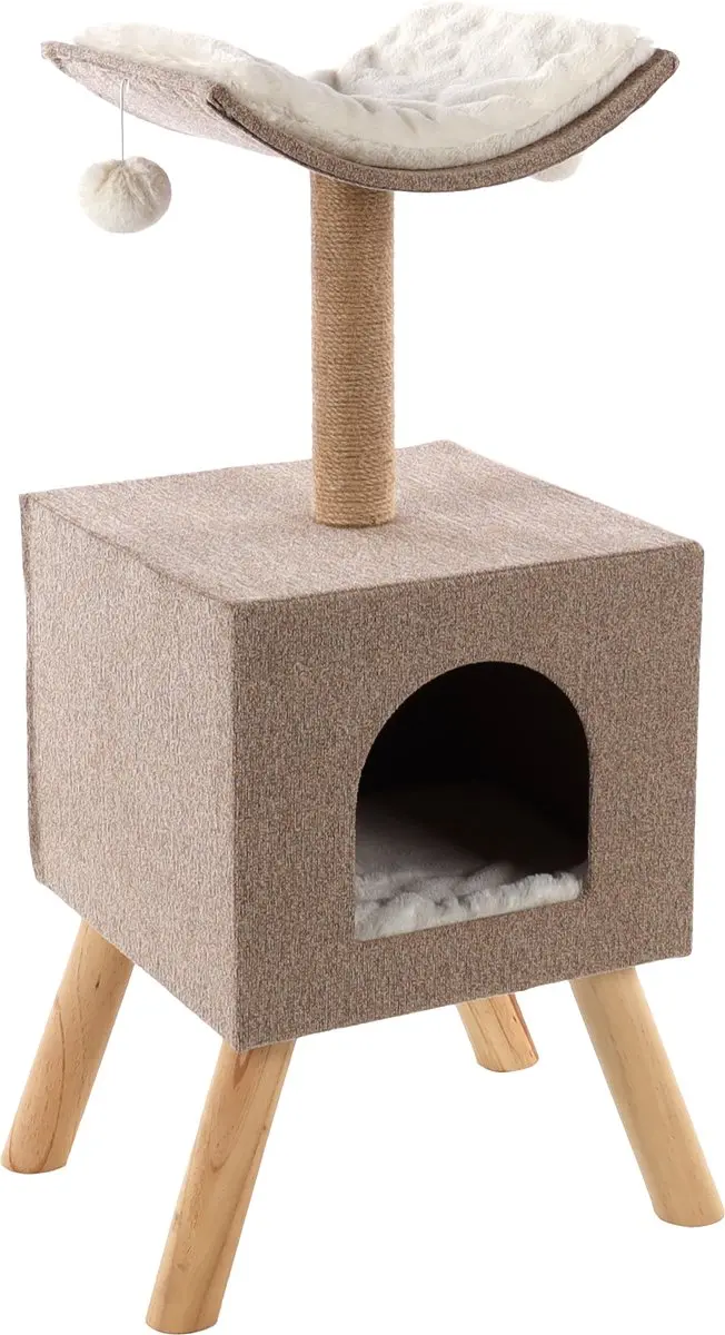 Flamingo Scandi Krabpaal - 36x43x82cm - Beige - 2 Niveaus