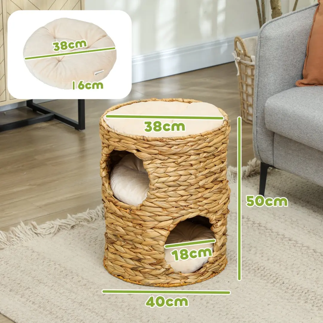 Pawhut Kratztonne 50cm - 2 Holtes - Hellbraun