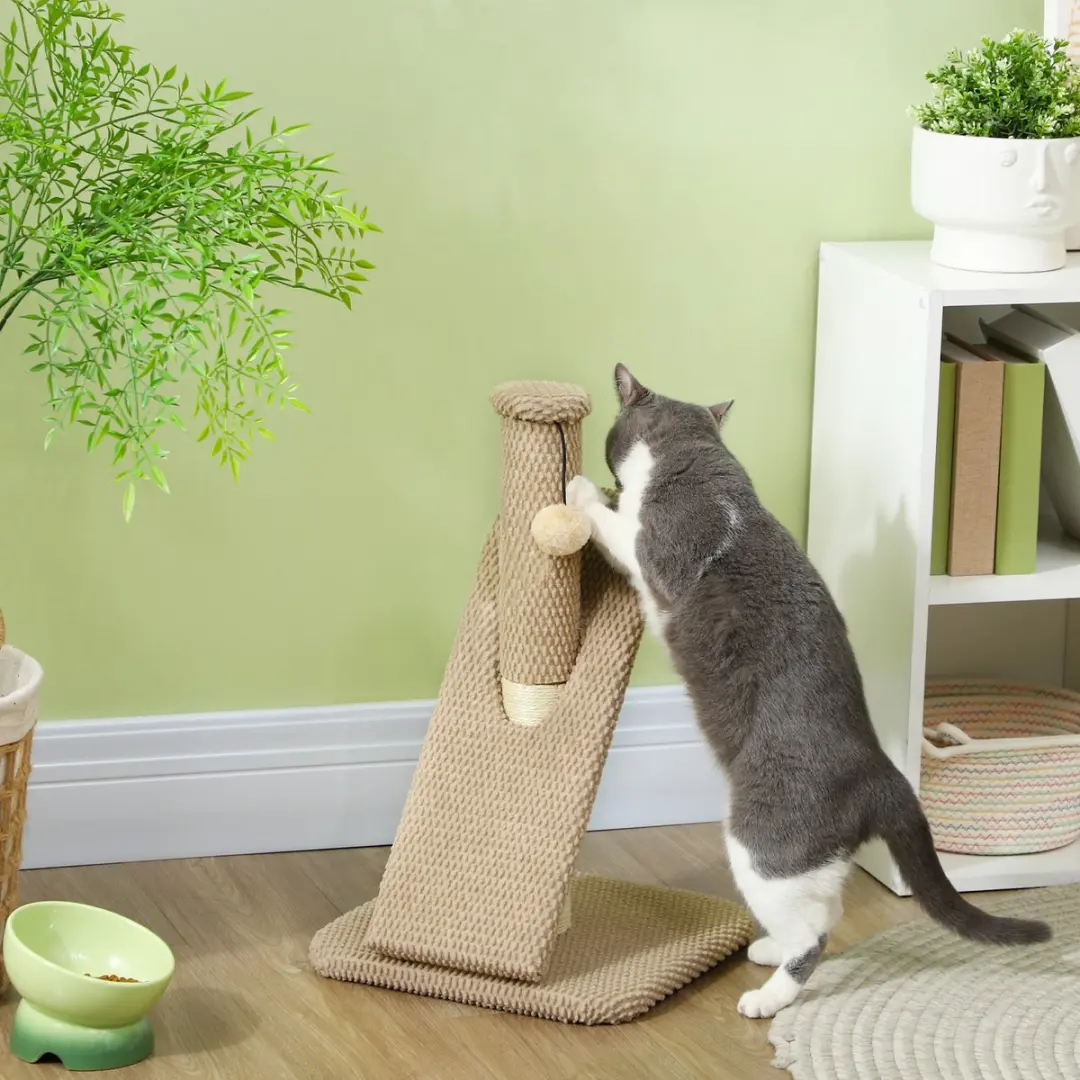 Pawhut Kratzbaum 54cm Kattenkrabpaal - 1 Niveau - Cremewit