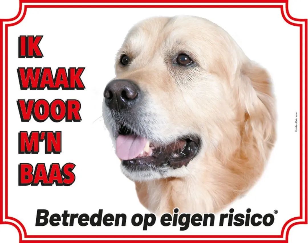 Flamingo Waakbord Golden Retriever 20x25cm - Full Color