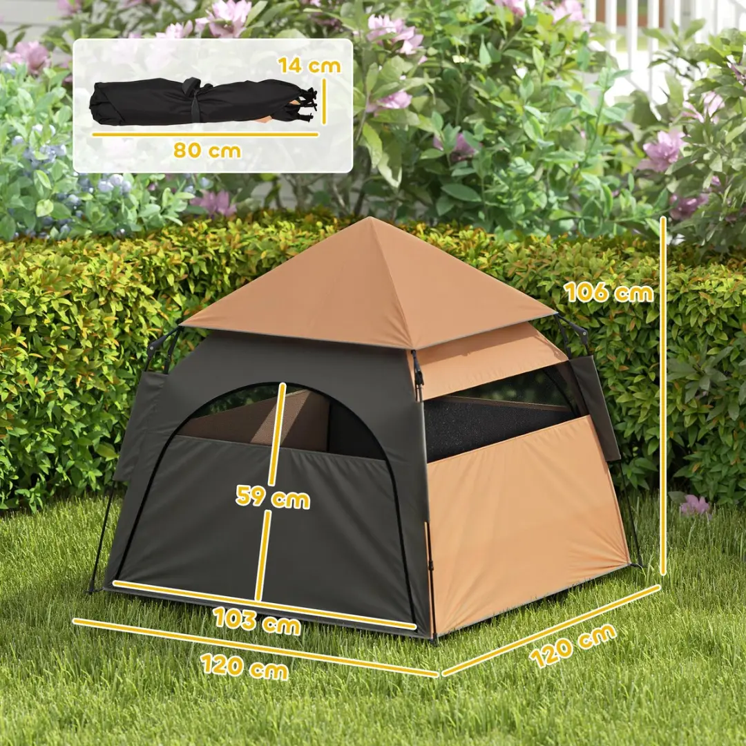 Pawhut Haustierzelt 120x120x106cm - Bruin