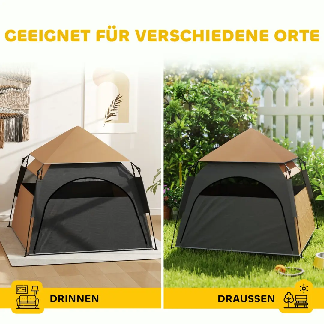 Pawhut Haustierzelt 120x120x106cm - Bruin