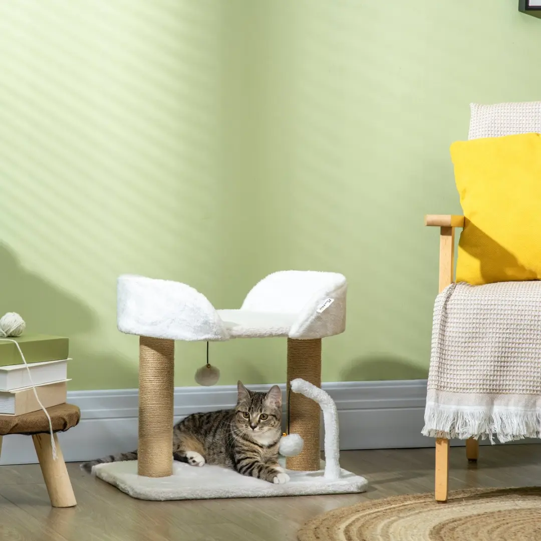 Pawhut Kattenboom 48x38x42cm - Wit