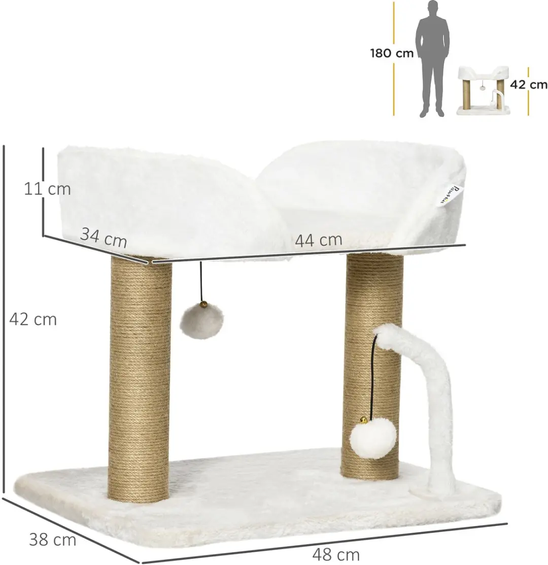 Pawhut Kattenboom 48x38x42cm - Wit