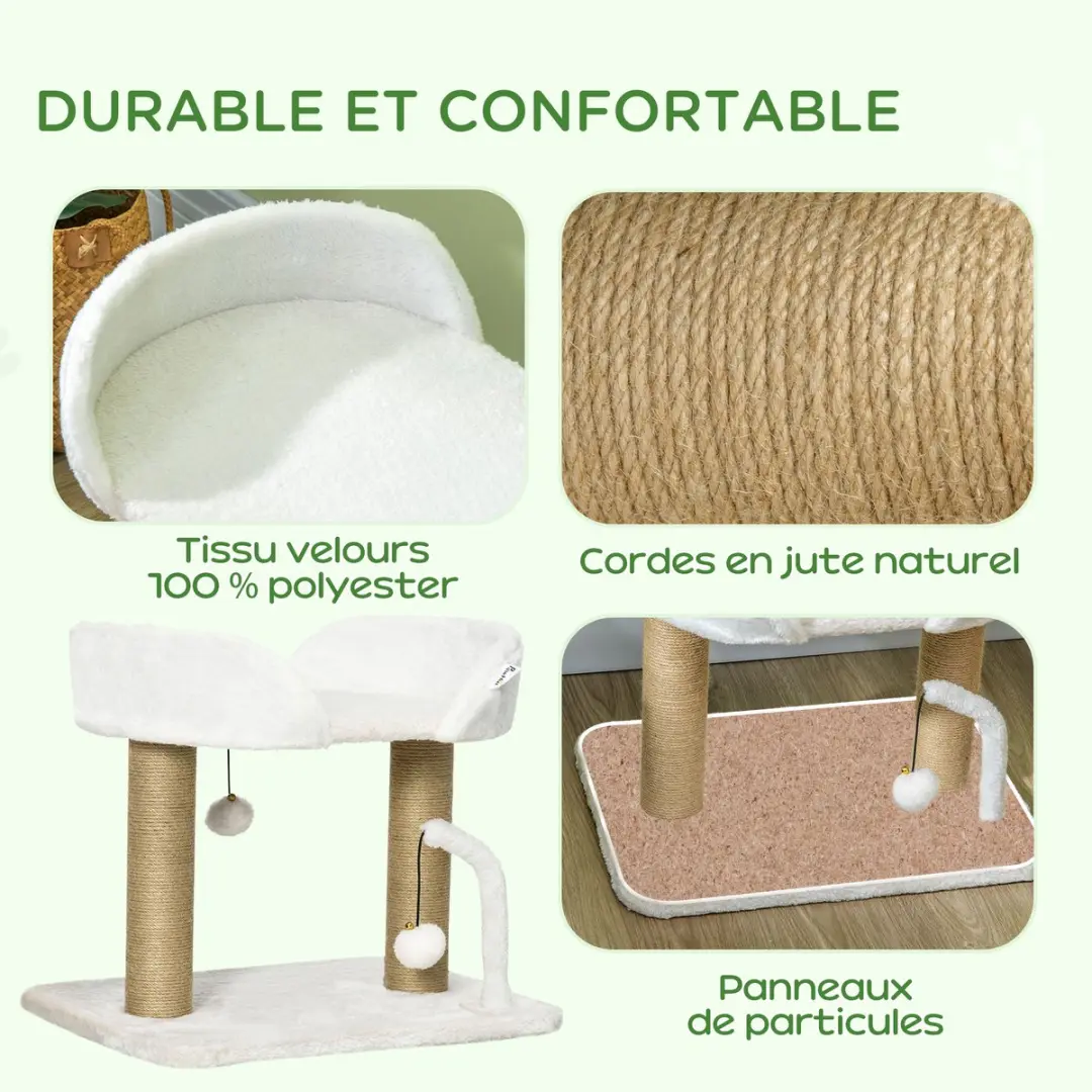 Pawhut Kattenboom 48x38x42cm - Wit