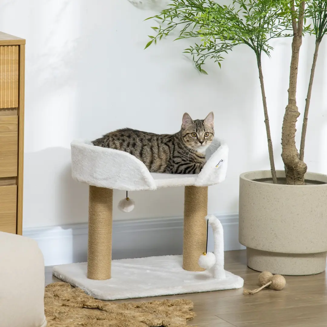 Pawhut Kattenboom 48x38x42cm - Wit