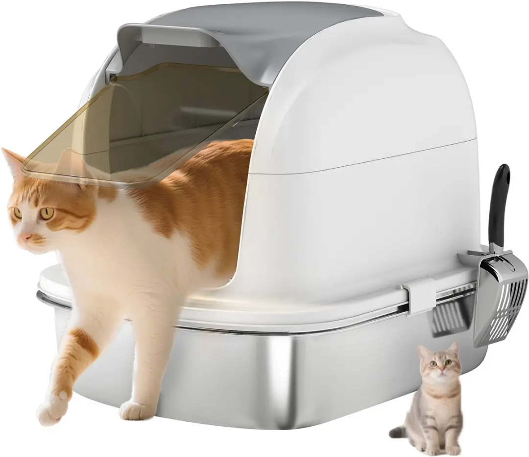 ECTEATOY Roestvrijstalen Kattenbak XL
