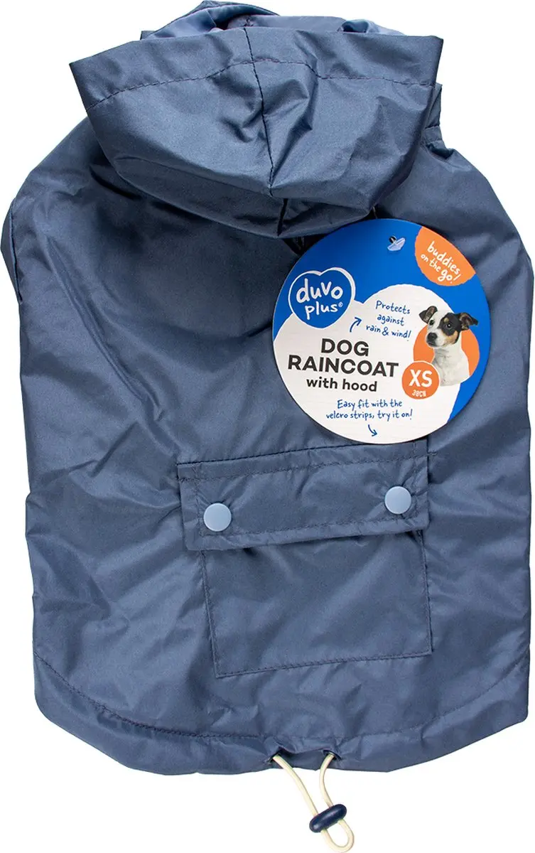 Duvo Dierenkleding Hondenregenjas Parka XS - 30cm - Blauw