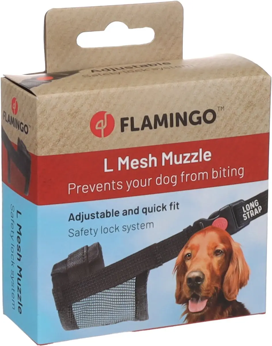 Flamingo Teddie Muilband Honden - Zwart - M