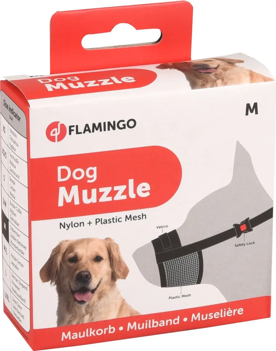 Flamingo Teddie Muilband Honden - Zwart - M