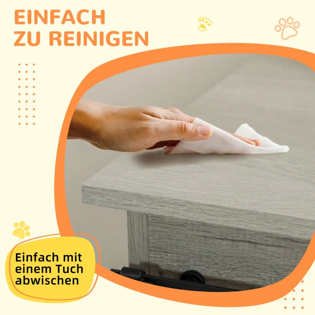 Pawhut Hundehuis 120x60x88,5cm - 2-ruimte - Grijs