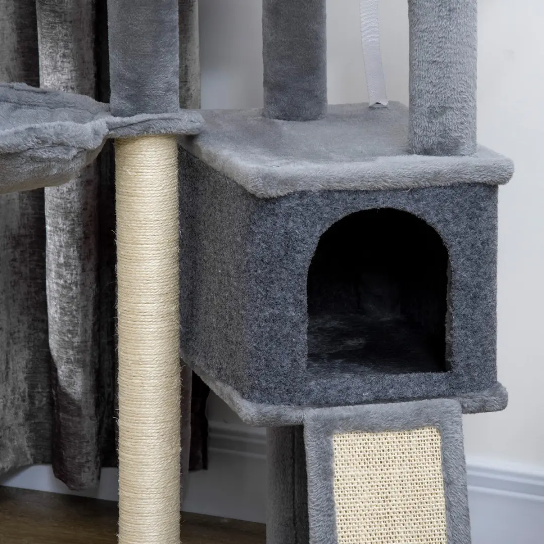 Pawhut Kattenboom 127cm - 5 Niveaus - Grijs