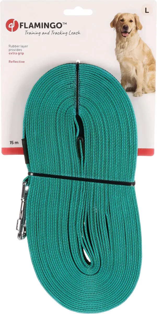 Flamingo Xeno Trainingslijn Honden 15m 20mm - Turquoise