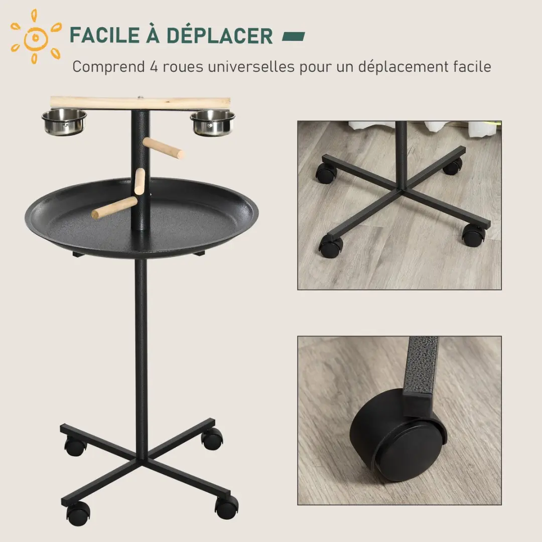 Pawhut Vogelstandaard - Staal 60x60x111cm - Grijs