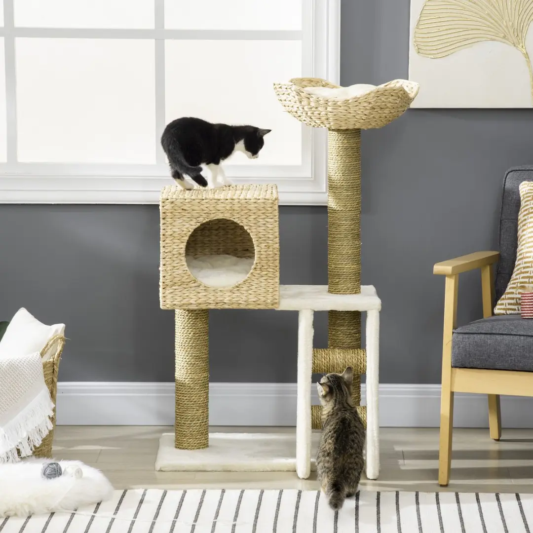 Pawhut Kratzbaum 100,5cm Kattenboom - 3 Niveaus - 3 Ligplekken