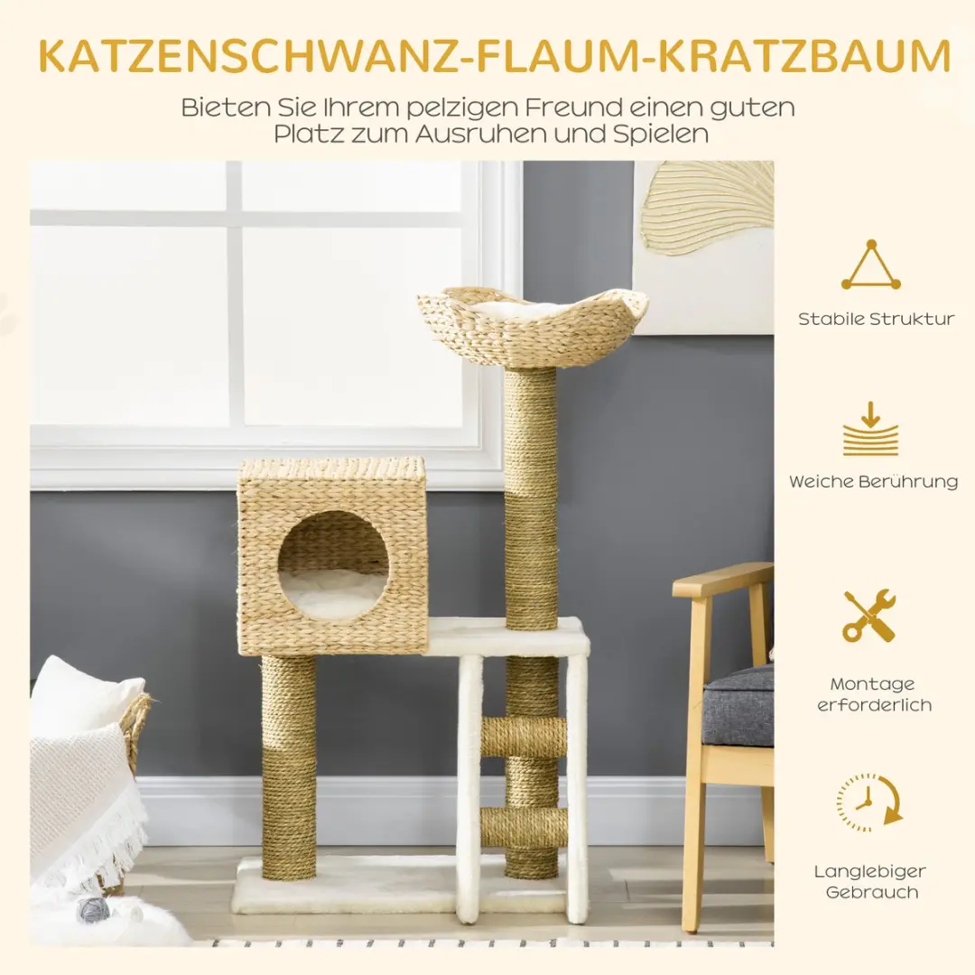 Pawhut Kratzbaum 100,5cm Kattenboom - 3 Niveaus - 3 Ligplekken
