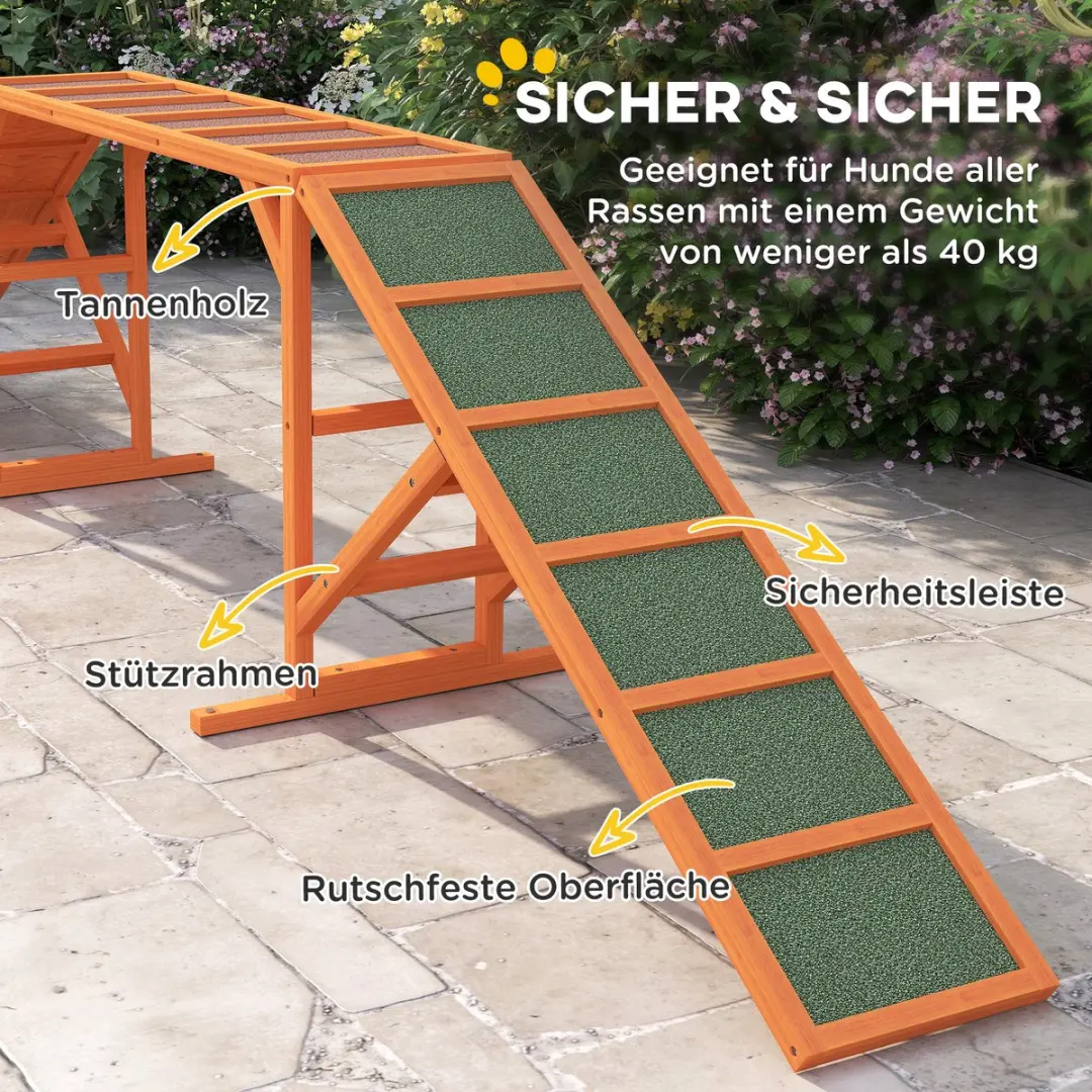 Pawhut Honden Agility Steg - 335x55x60cm - Orange