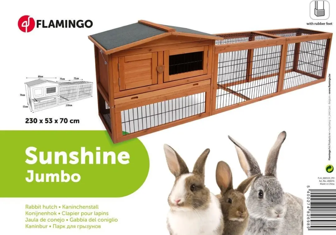 Flamingo Konijnenhok Jumbo Classic Bruin - 230x53x70cm