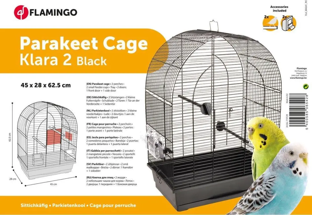 Flamingo Vogelkooi Klara 2 - 45x28x62.5cm - Zwart