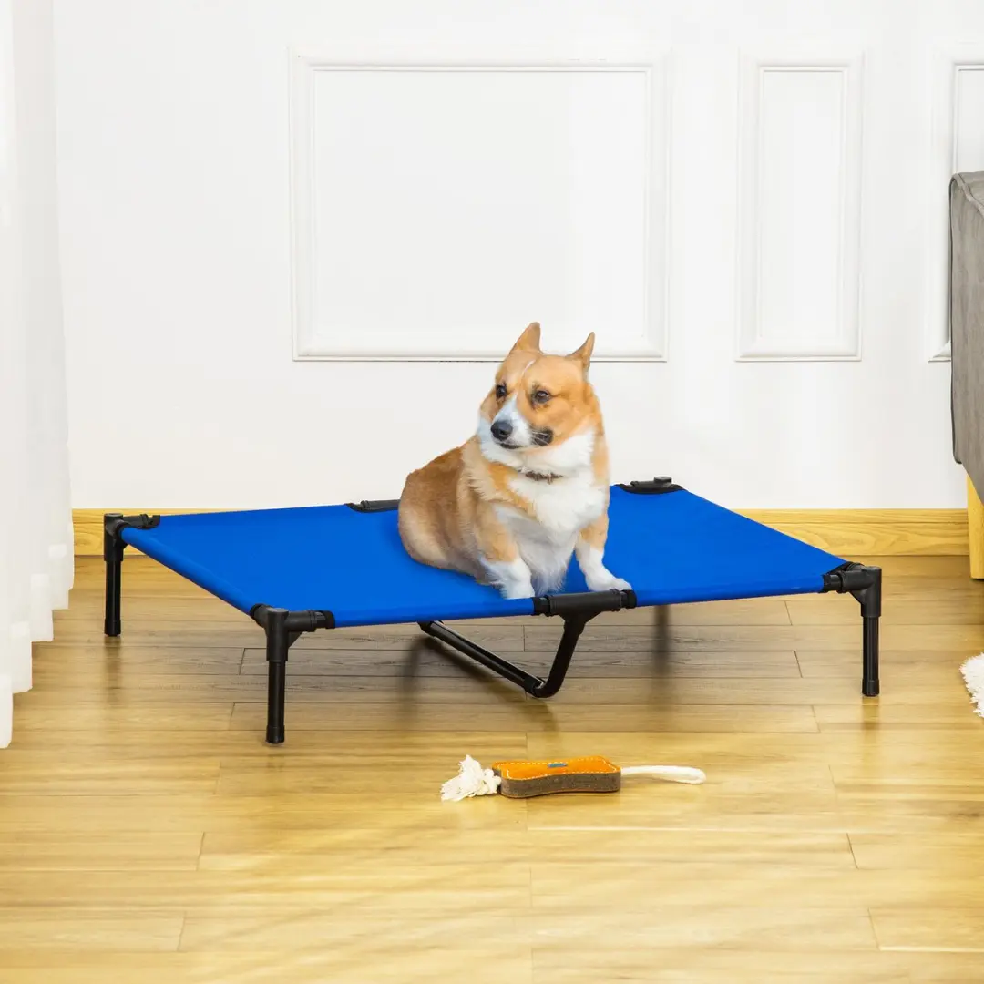 Pawhut Verhoogd Hondenbed Oxfordstof 92x76x18cm - Blauw