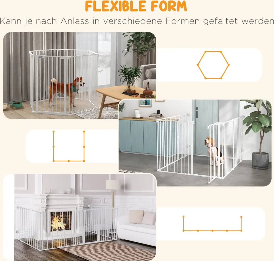 Pawhut Welpenuitloop 90cm - 6-delig Absperrgitter - Wit - afbeelding 6 van 6