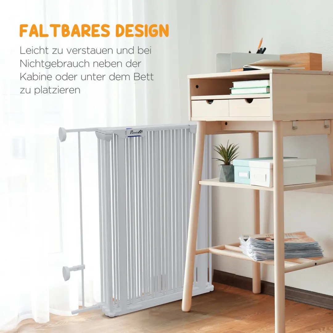 Pawhut Welpenuitloop 90cm - 6-delig Absperrgitter - Wit