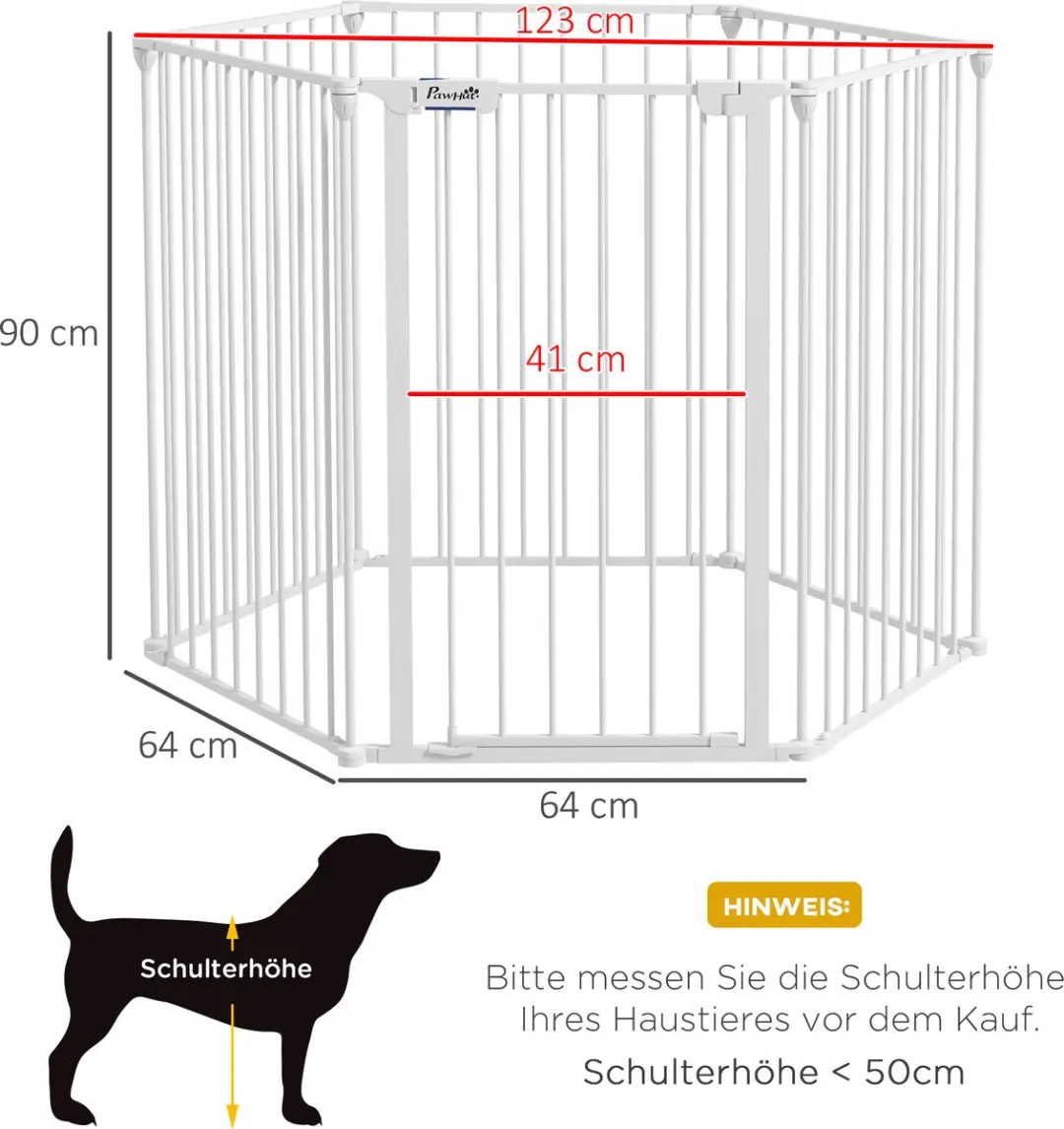 Pawhut Welpenuitloop 90cm - 6-delig Absperrgitter - Wit