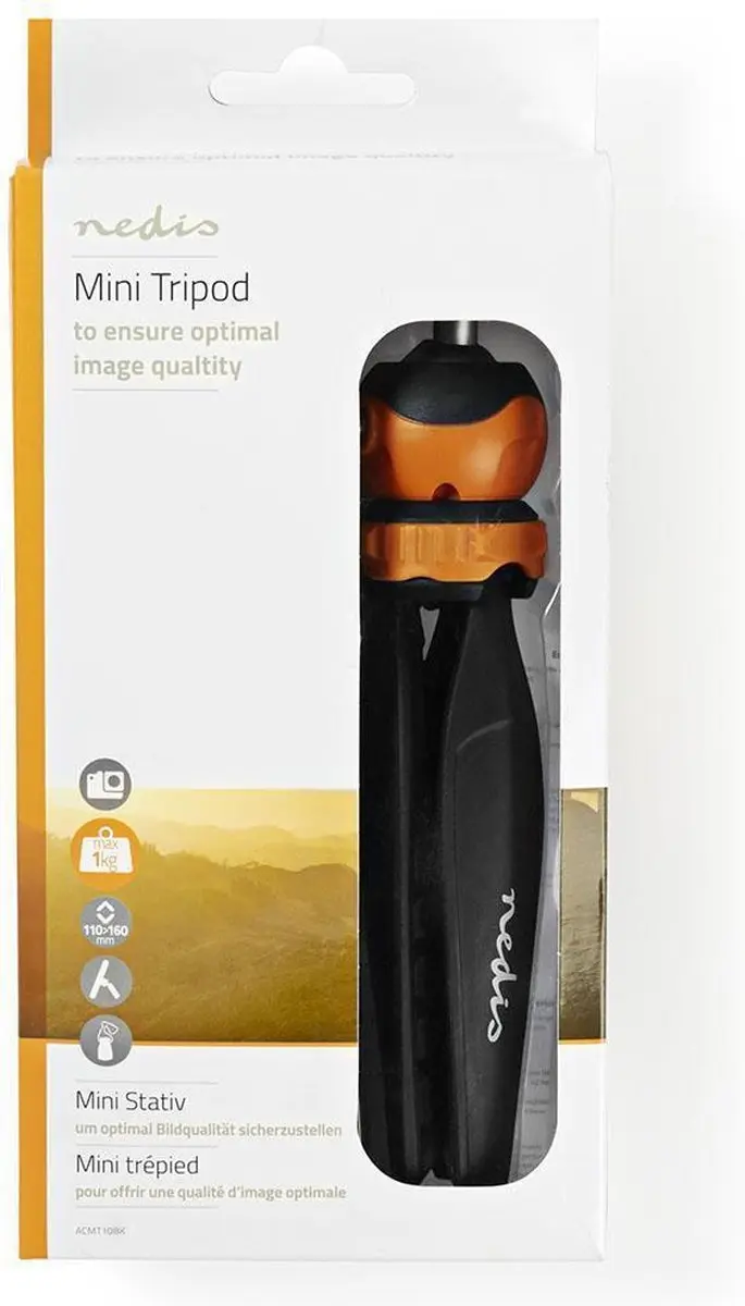 Nedis ACMT10BK Statief - 1.5kg - 11-16cm - Oranje/Zwart