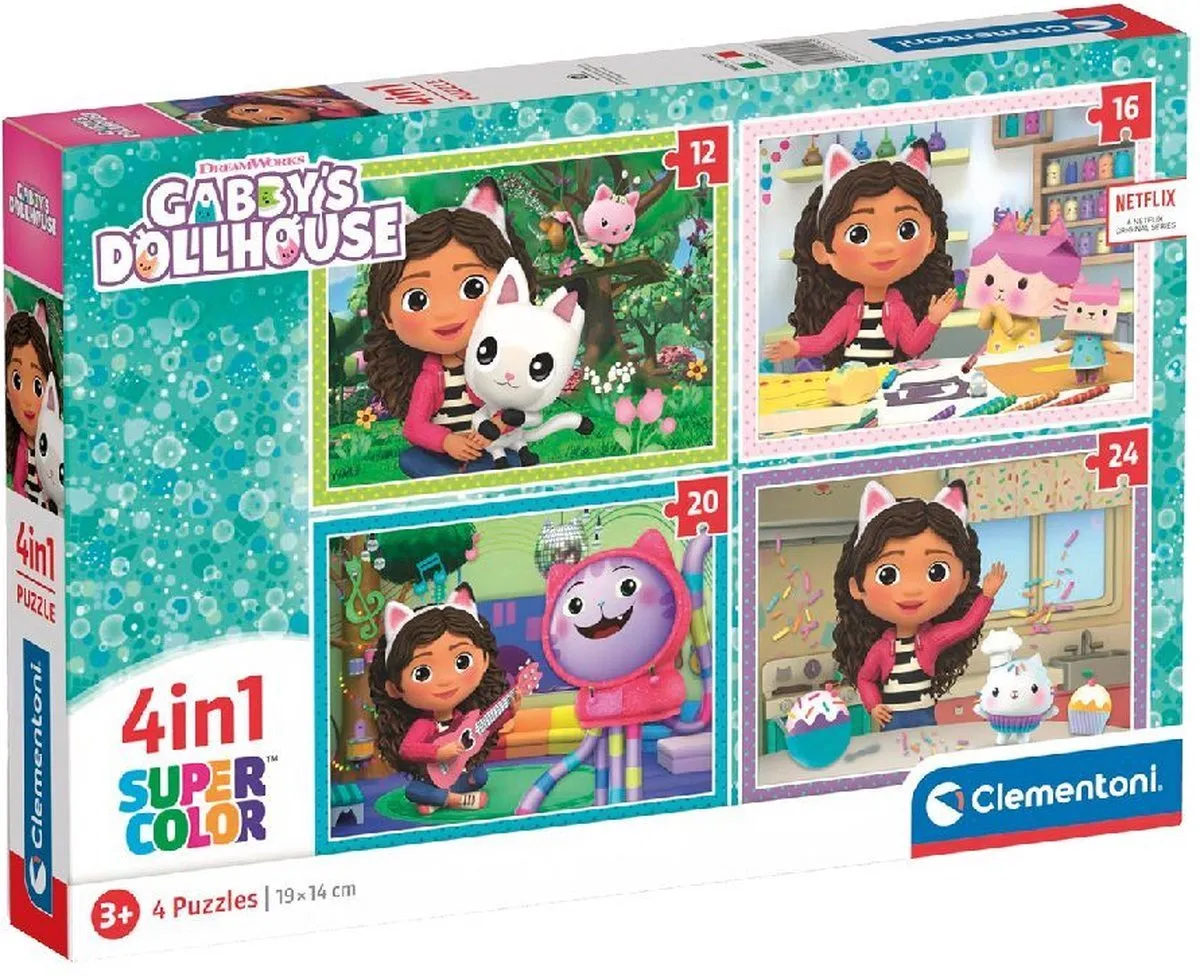Clementoni Gabby's Dollhouse 4-in-1 Puzzel - 72 Stuks - Multicolor