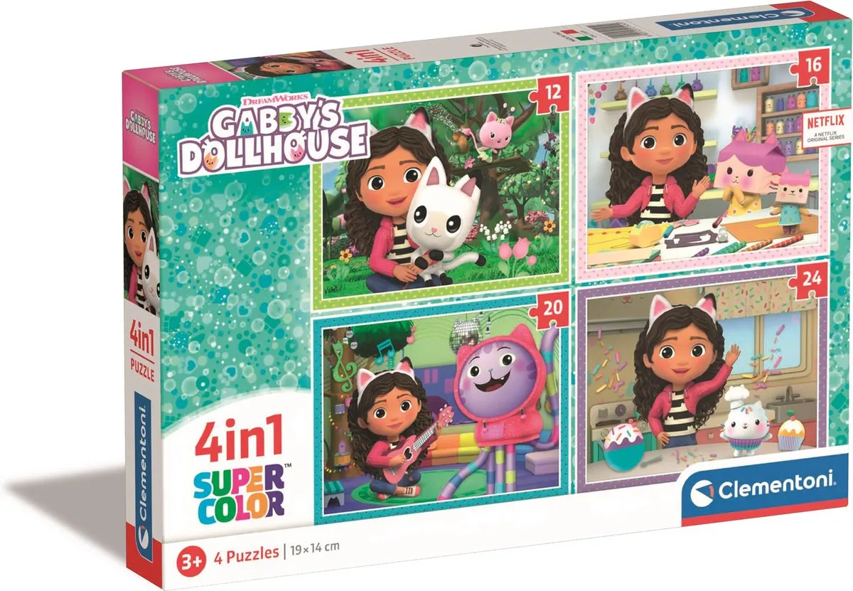 Clementoni Gabby's Dollhouse 4-in-1 Puzzel - 72 Stuks - Multicolor