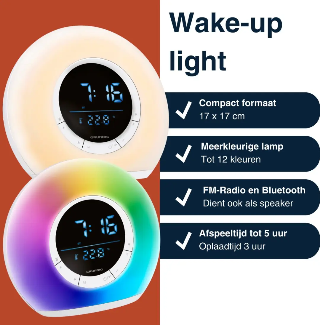 Grundig Wake-Up Light Wekker 2025 - Lichtwekker met Radio & Bluetooth - Wit