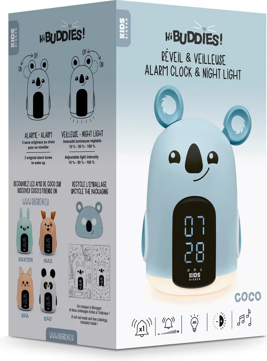 Bigben Kids Coco de Koala Kinderwekker & Nachtlamp
