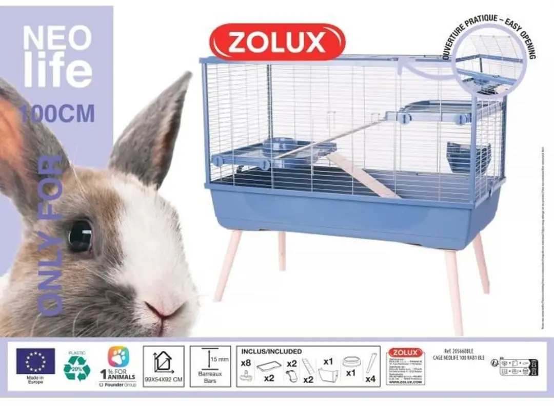 Zolux Neolife 100 Knaagdierkooi 99x54x92cm - Blauw