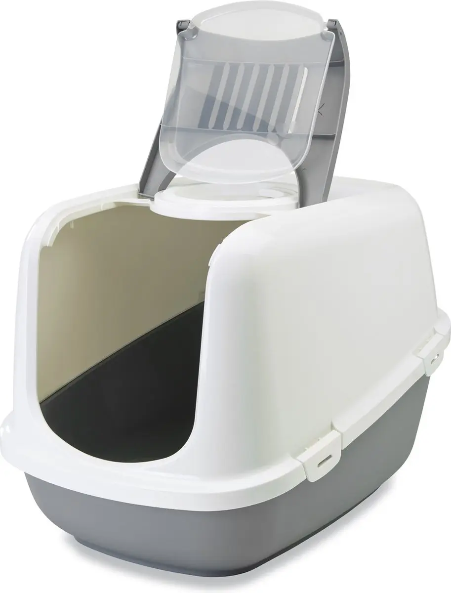 Savic Nestor Jumbo Kattenbak XL - 66,5x48,5x46,5cm - Grijs/Wit - afbeelding 6 van 6