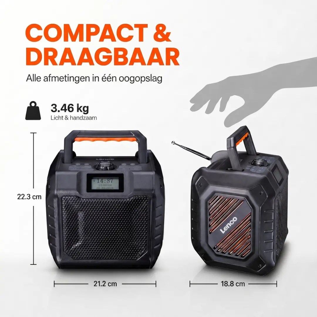Lenco ODR-160GY Outdoor DAB/FM Radio - 35W - IPX5 - Grijs