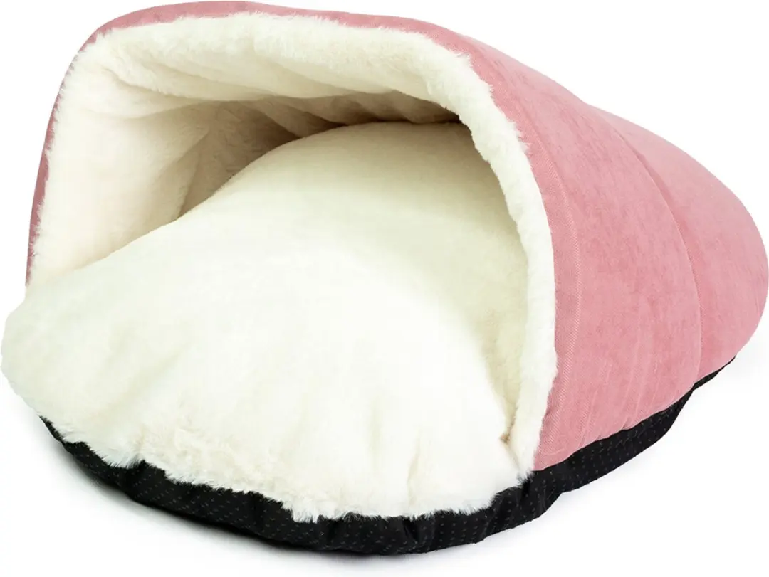 DuvoPlus Dierenkussen Kat Slaapzak Velvet Roze 60x45x28cm