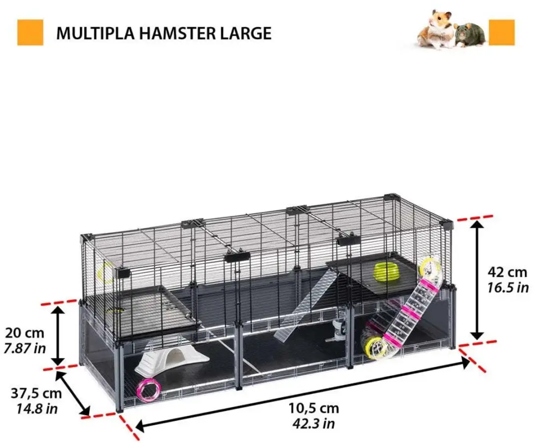 Ferplast Multipla Hamsterkooi Large - 107,5x37,5x42cm - 2 verdiepingen - afbeelding 6 van 6