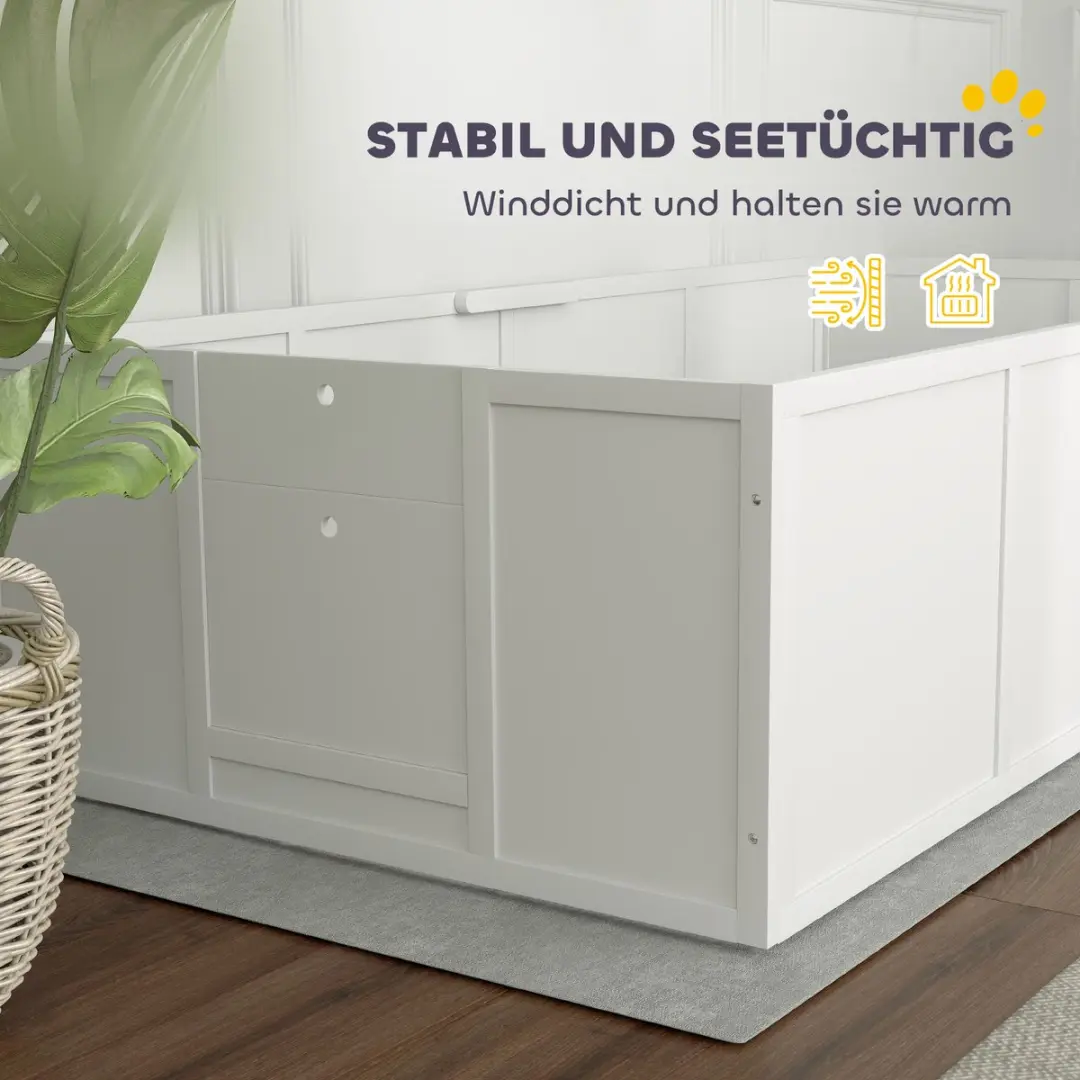 Pawhut Wurfkiste voor Pups 196x96x48cm - Wit