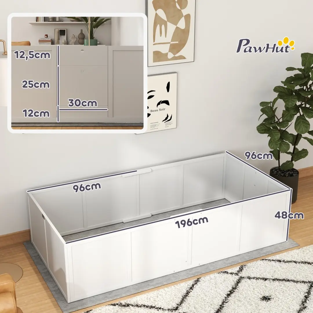 Pawhut Wurfkiste voor Pups 196x96x48cm - Wit