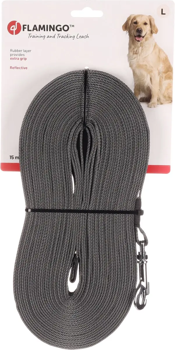 Flamingo Xeno Trainingslijn Honden 15m 20mm - Donkergrijs