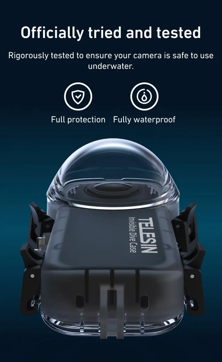 Telesin Invisible Dive Case S4-WTP-08-TIS - Insta360 X4 - Transparant