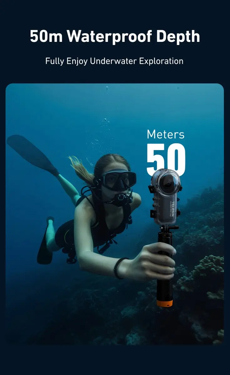 Telesin Invisible Dive Case S4-WTP-08-TIS - Insta360 X4 - Transparant