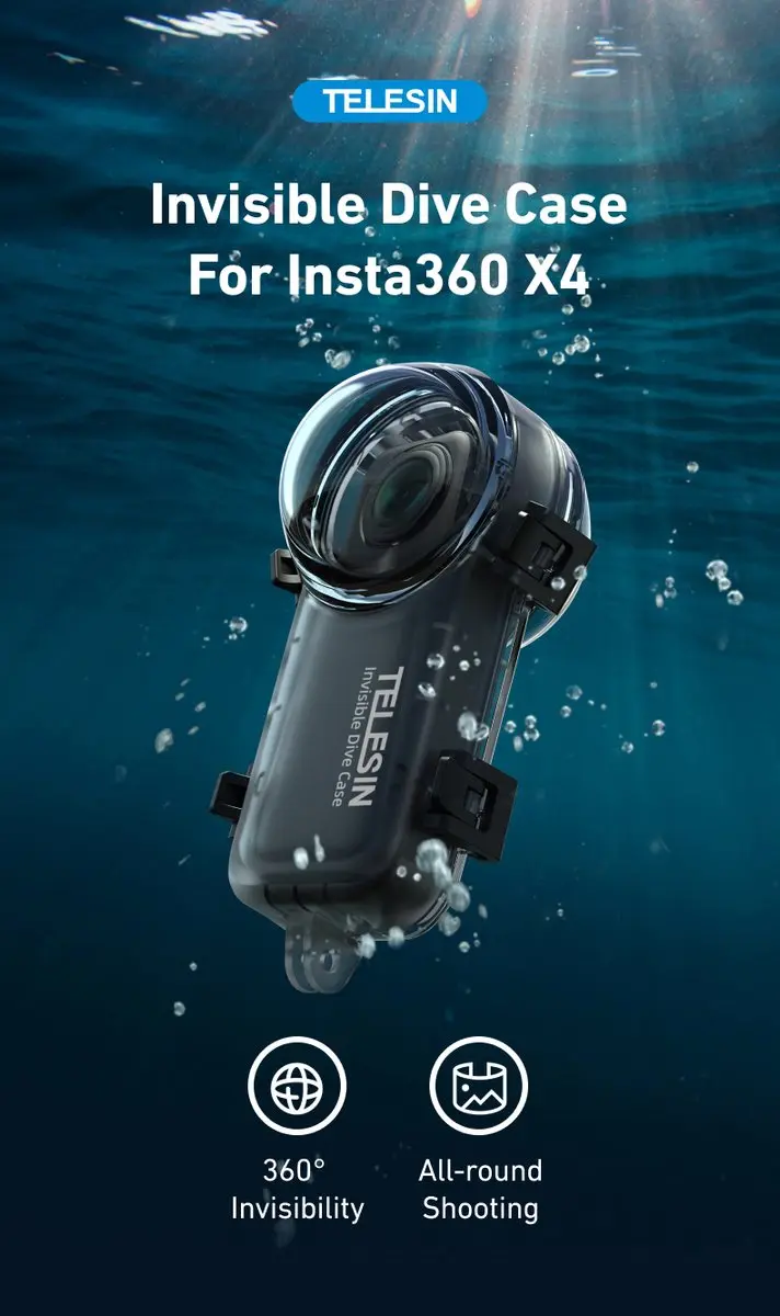 Telesin Invisible Dive Case S4-WTP-08-TIS - Insta360 X4 - Transparant