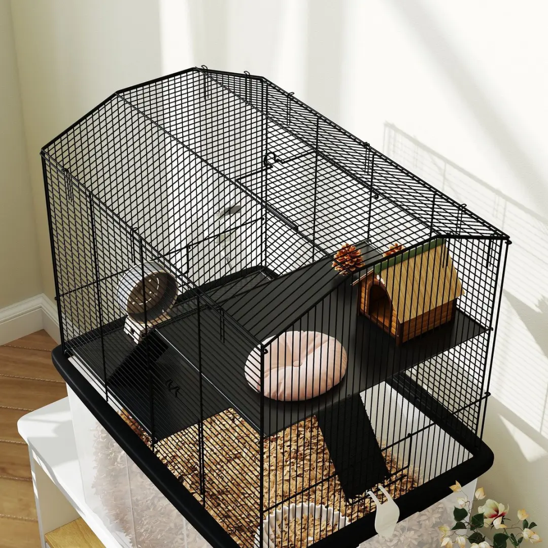Pawhut Hamsterkooi 57x43x74cm - Zwart