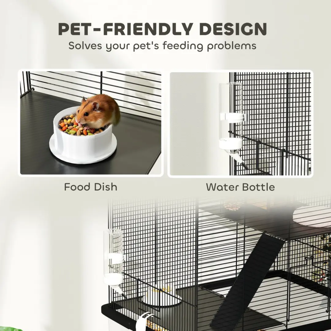 Pawhut Hamsterkooi 57x43x74cm - Zwart