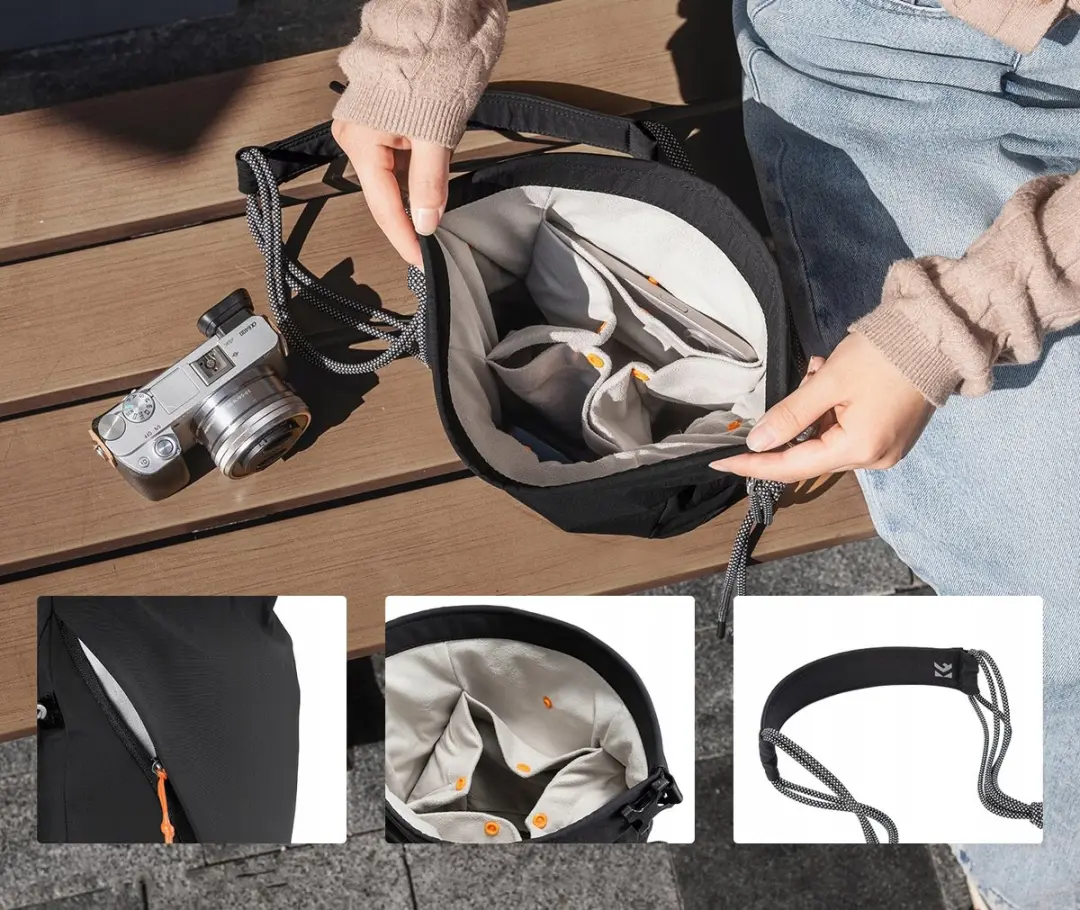 K&F Concept Sling Camera Tas 5L - Zwart